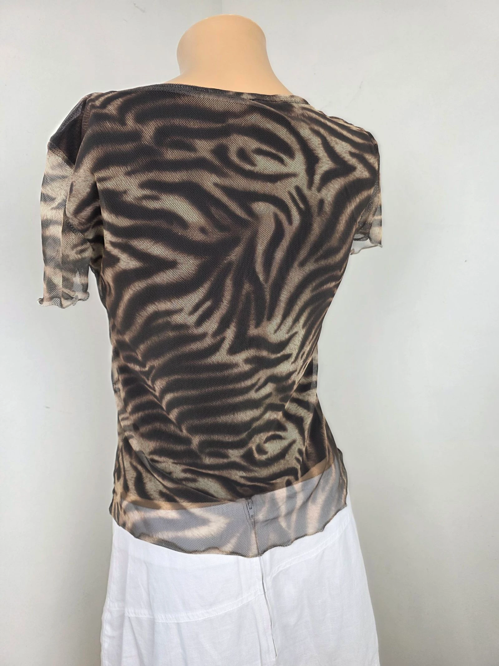 Tiger zebra print mesh top 🍒vintage y2k 2000's made in France🍒size 36/38 – photo 4